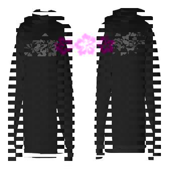 ピンク ハイビスカス フラワー ハワイアン 長袖Tシャツ - Kawaiitshirt
