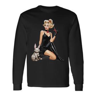 ピンナップガール ウサギ ピンナップ ヴィンテージ 長袖Tシャツ - Kawaiitshirt