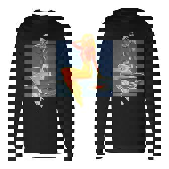 ピンナップガールww2軍空軍ポスターヴィンテージ 長袖Tシャツ - Kawaiitshirt