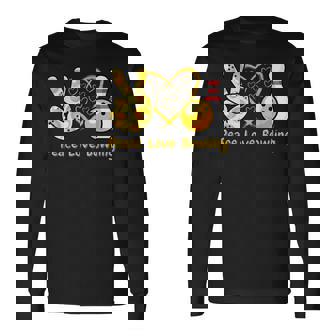 ピース・ラブ・ボウリング 長袖Tシャツ - Kawaiitshirt