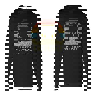 ピープルレトロキャットファンヴィンテージアンチソーシャルイントロバート 長袖Tシャツ - Kawaiitshirt
