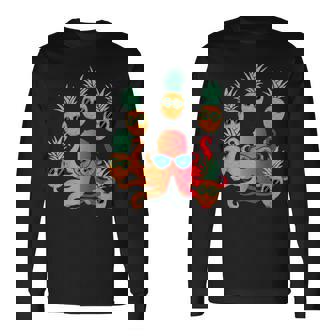 ファニー クール オレンジ タコ ジャグリング パイナップル 長袖Tシャツ - Kawaiitshirt