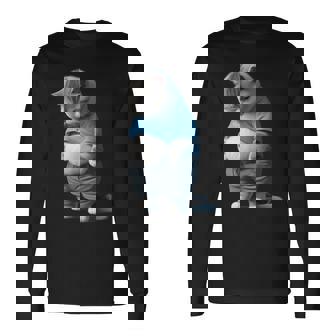 ファニー ファット 悲しい猫 アートデザイン 太った子猫 猫好き 長袖Tシャツ - Kawaiitshirt