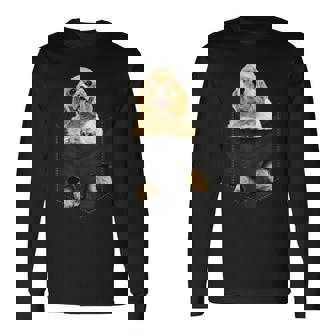 ファニーアメリカンコッカースパニエル ポケットに入った犬好き向け 長袖Tシャツ - Kawaiitshirt