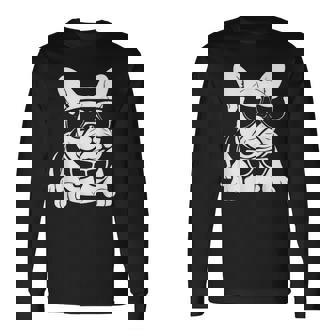 ファニーフレンチブルドッグ サングラス付き フレンチブルドッグ 長袖Tシャツ - Kawaiitshirt