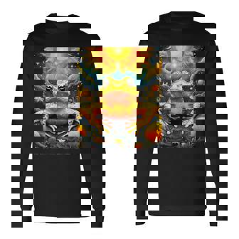 ファンタジー キュート イエロー カエルの太陽 長袖Tシャツ - Kawaiitshirt