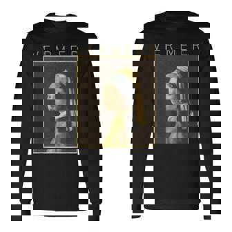 フェルメール 真珠の耳飾りの少女 面白いtシャツ 絵画 アート メンズ 面白い 服 美術 グッズ 油彩画 長袖Tシャツ - Kawaiitshirt