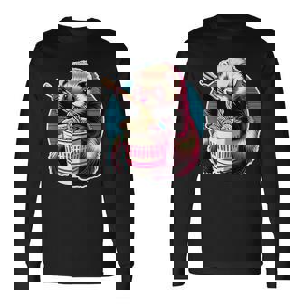 フェレットの飼い主かわいいカワイイアニメフェレットがラーメン丼 T シャツを食べる 長袖Tシャツ - Kawaiitshirt