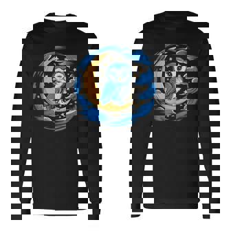 フクロウ 月 夜 星 長袖Tシャツ - Kawaiitshirt