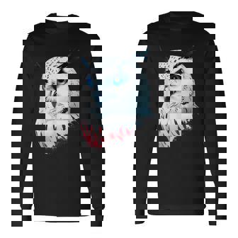 フクロウの傑作 雪フクロウ 鳥アート 動物 雪フクロウ 長袖Tシャツ - Kawaiitshirt