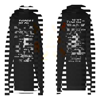 フクロウの種類 教育コレクション かわいいフクロウ愛好家 面白い 長袖Tシャツ - Kawaiitshirt