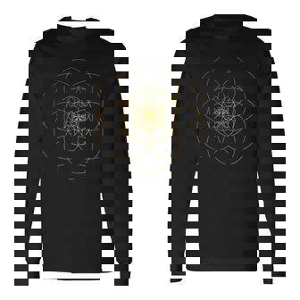 フラクタルシードオブライフ 神聖な幾何学 マンダラ バイブ アート マントラ 長袖Tシャツ - Kawaiitshirt