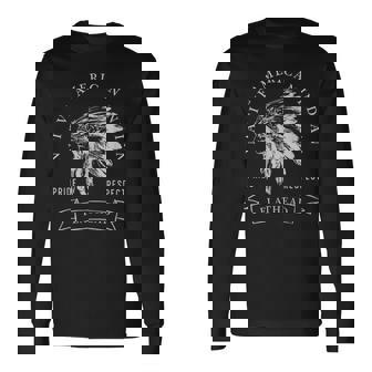 フラットヘッド トライブ ネイティブアメリカン インディアン プライド リスペクト ダーク 長袖Tシャツ - Kawaiitshirt