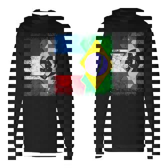 フランス ブラジルの旗 長袖Tシャツ - Kawaiitshirt