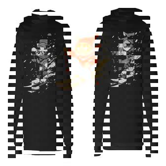 フリースタイルスキーヤー猫 フリースタイルスキー 長袖Tシャツ - Kawaiitshirt