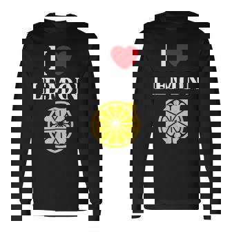 フルーツ レモン 面白いユーモア かわいい シンプル 小さなレモン I Love Lemon 長袖Tシャツ - Kawaiitshirt