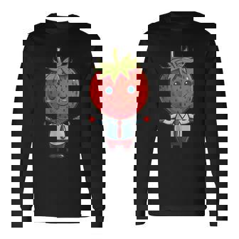 フルーツやネクタイ好きのための従業員ストロベリーアウトフィット 長袖Tシャツ - Kawaiitshirt