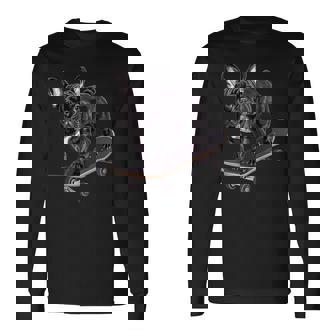 フレンチブルドッグ スケートボード 長袖Tシャツ - Kawaiitshirt