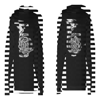 フレンチホルン製図コンサートバンドホルニスト 長袖Tシャツ - Kawaiitshirt