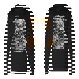 ブルドッグ 写真家 写真カメラ 長袖Tシャツ - Kawaiitshirt