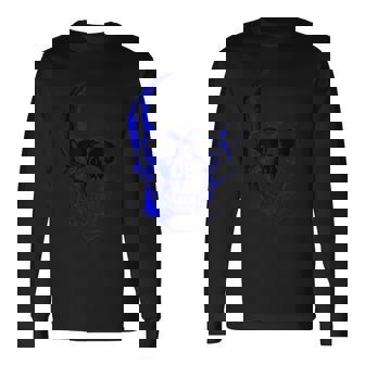 ブルー ドクロ 長袖Tシャツ - Kawaiitshirt