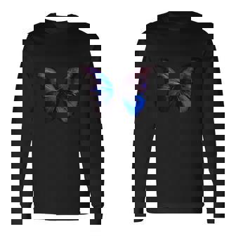 ブルー モルフォ バタフライ アートプリント 長袖Tシャツ - Kawaiitshirt