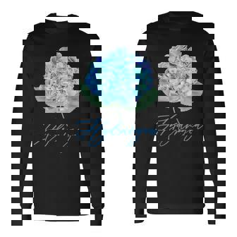 ブルーパープルアジサイフラワーレトロガーデナーアート 長袖Tシャツ - Kawaiitshirt