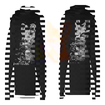 ブルーベリー フェネック キツネ ブルーベリー アニマルアート 野生動物 自然 長袖Tシャツ - Kawaiitshirt