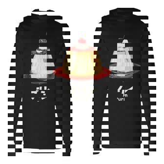 プリン チェリー クリーム イラスト プリン好き 昭和 レトロ 喫茶店 かわいい 綺麗 おしゃれ 長袖Tシャツ - Kawaiitshirt