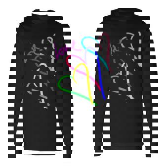 プレッピー パステル キドコア ハート レインボー ラブ バレンタイン 長袖Tシャツ - Kawaiitshirt