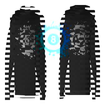 プール ビリヤード プレーヤー エイトボール シンプル プール 長袖Tシャツ - Kawaiitshirt