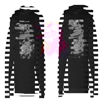 ヘアリー T-Rex パステルゴス ティラノサウルス 恐竜 サングラス 長袖Tシャツ - Kawaiitshirt