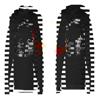 ヘッドフォンのシルエット 花柄 ボタニカル・フラワー 長袖Tシャツ - Kawaiitshirt