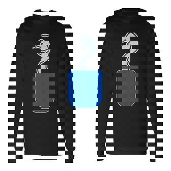 ヘビ 蛇（巳年）《いん ざ ポケット》ワンポイント 胸【どうぶつ フレンズ】動物 ポップ かわいい イラスト 長袖Tシャツ - Kawaiitshirt