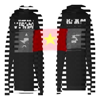 ベトナム国旗 ホリデー ビンテージ グランジ ベトナム国旗 長袖Tシャツ - Kawaiitshirt