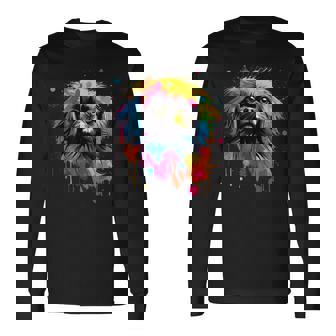 ペキニーズに描かれたペキニーズに描かれたかわいいペキニーズ犬 長袖Tシャツ - Kawaiitshirt