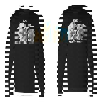 ホッキョクグマ。動物好き、シロクマの家族 長袖Tシャツ - Kawaiitshirt