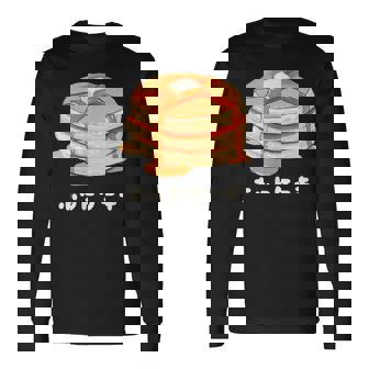 ホットケーキ パンケーキ バター はちみつ イラスト 喫茶店 洋菓子 レトロ 水彩 綺麗 かわいい おしゃれ 長袖Tシャツ - Kawaiitshirt