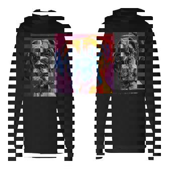 ボクサー 犬 カラフル イラスト グラフィック 長袖Tシャツ - Kawaiitshirt