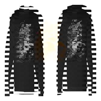 ボクシング キャット ボクサー 面白い猫のグラフィック 長袖Tシャツ - Kawaiitshirt