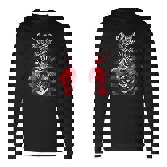 ボクシング ゼブラ ボクシンググローブ キックボクシング おもしろボクサー 長袖Tシャツ - Kawaiitshirt
