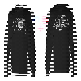 ボストン・スカイライン ハートビートusa ハートパルス I Love Boston 長袖Tシャツ - Kawaiitshirt