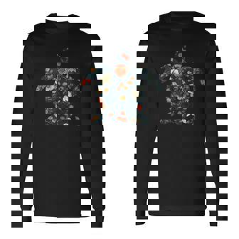 ボタニカルシルエットの花 海の花 ウミガメ 長袖Tシャツ - Kawaiitshirt