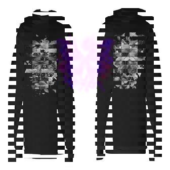 ボヘミアン パープルバタフライ レトロ 魔女の蛾 ヴィンテージ ラベンダー 長袖Tシャツ - Kawaiitshirt