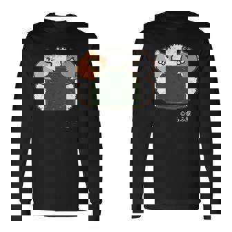 ボンレス犬とボンレス猫 おにぎり ダークカラー 長袖Tシャツ - Kawaiitshirt