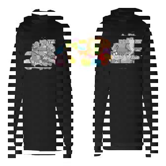 ボンレス犬とボンレス猫 カラフルスナック 長袖Tシャツ - Kawaiitshirt