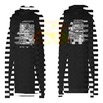 ボンレス犬とボンレス猫 キッチンカー ダークカラー 長袖Tシャツ - Kawaiitshirt