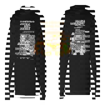 ボンレス犬とボンレス猫 キッチンカーロゴ付 ダークカラー 長袖Tシャツ - Kawaiitshirt