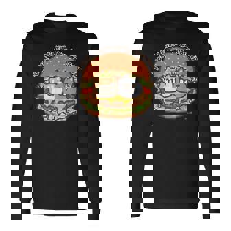 ボンレス犬とボンレス猫 ハンバーガー ダークカラー 長袖Tシャツ - Kawaiitshirt