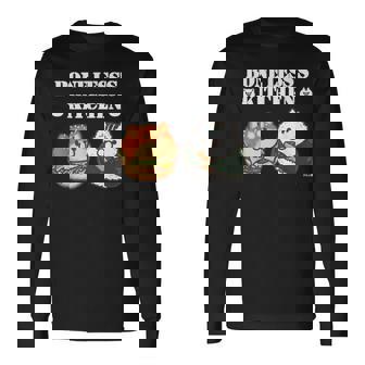 ボンレス犬とボンレス猫 ハンバーガーとおにぎり ダークカラー 長袖Tシャツ - Kawaiitshirt